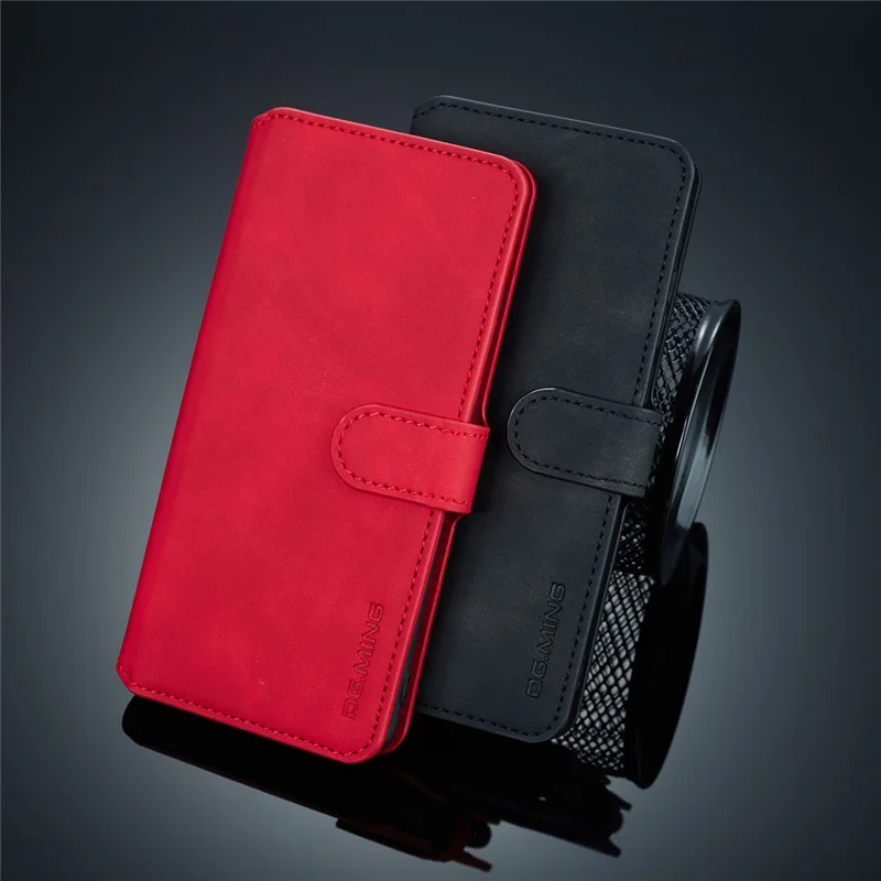 DG.MING Retro Style Wallet Leather Stand Case for Huawei P30 Pro - Red