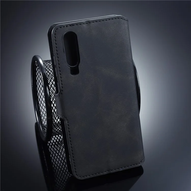 Billetera de Estilo Retro de Cuero DG.MING para Huawei P30 - Negro 