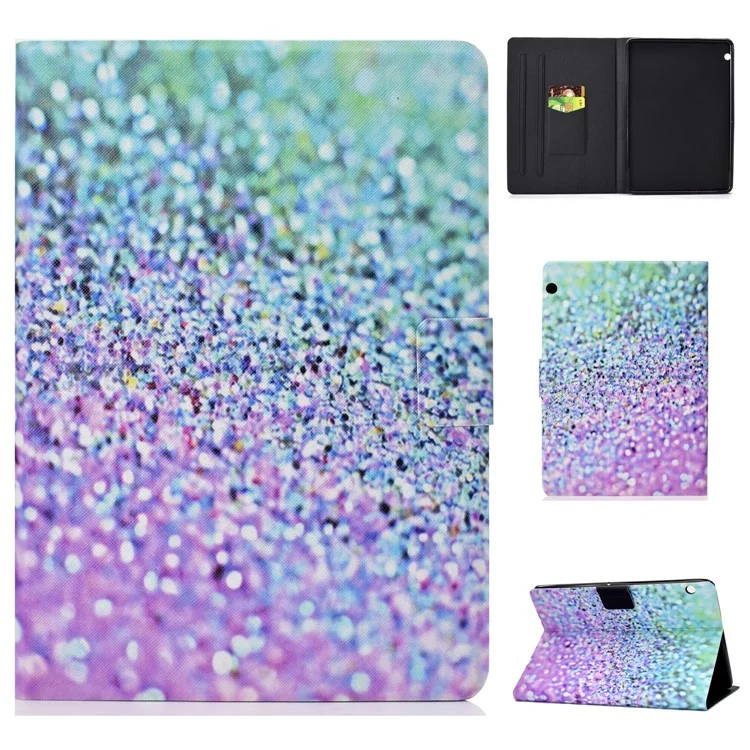 Patterned PU Leather Tablet Shell [Card Holder Stand] for Huawei MediaPad T3 10 - Glitter Particles