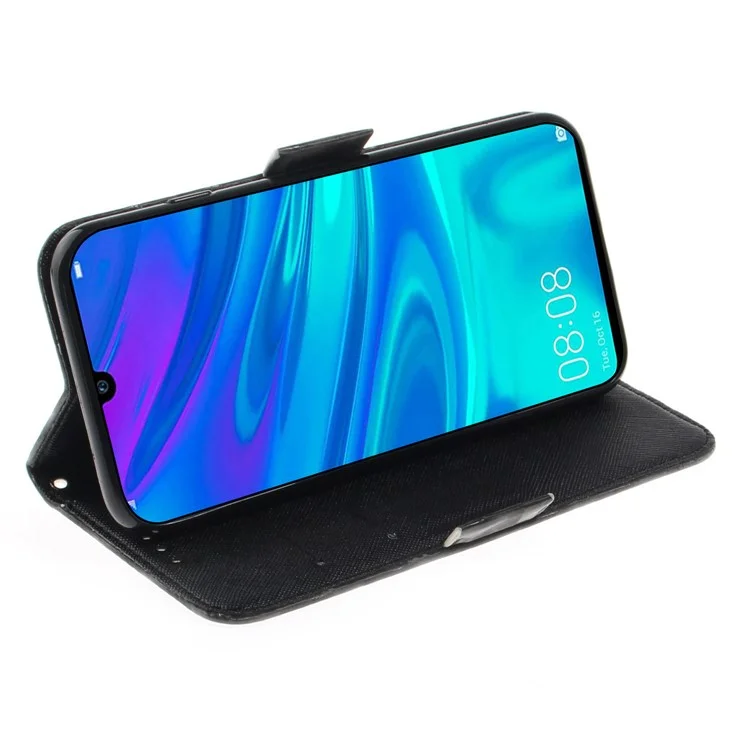 Motif Imprimering Light Spot Décor Wallet en Cuir Pour Huawei P Smart (2019) - Fleur Bleue