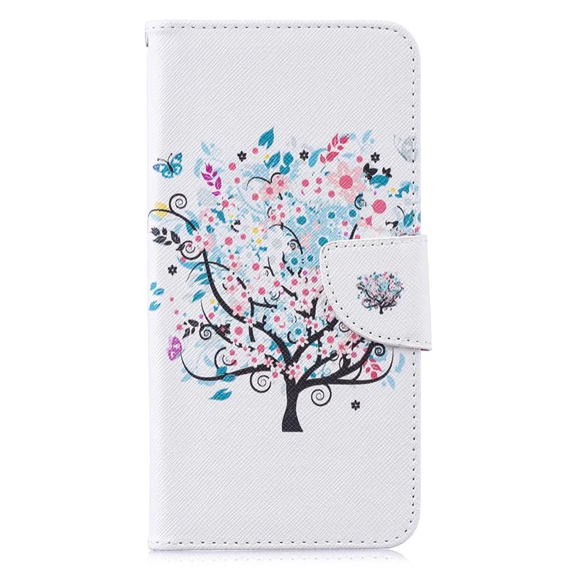 Pattern Printing PU Leather Wallet Phone Case for Huawei Y7 (2019) - Flowered Tree