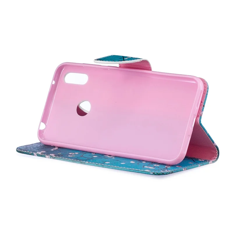 Mönstrad PU-läderplånbok för Huawei Y7 (2019) - Träd med blommor