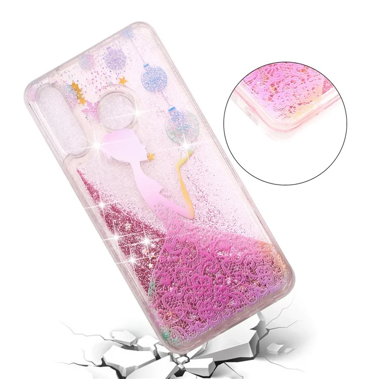 Embossed Pattern Glitter Powder Quicksand TPU Phone Shell for Huawei P30 Lite - Pretty Girl