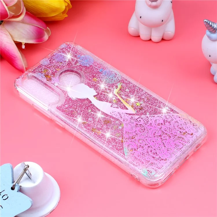 Embossed Pattern Glitter Powder Quicksand TPU Phone Shell for Huawei P30 Lite - Pretty Girl