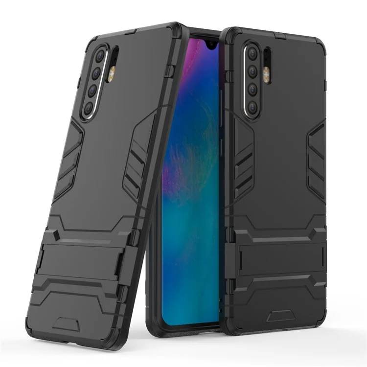 Custodia Ibrida in Plastica + TPU Con Cavalletto Per Huawei P30 Pro - Nero