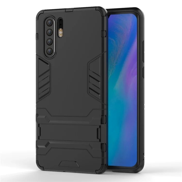 Caixa Híbrida de Plástico + TPU Com Kickstand Para Huawei P30 Pro - Preto