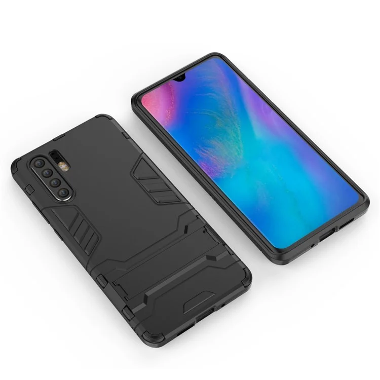 Caixa Híbrida de Plástico + TPU Com Kickstand Para Huawei P30 Pro - Preto