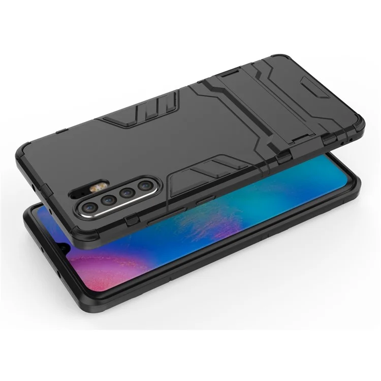 Case Híbrido de Plástico + TPU Con Kickstand Para Huawei P30 Pro - Negro