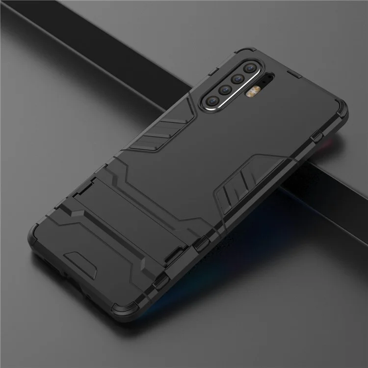 Case Híbrido de Plástico + TPU Con Kickstand Para Huawei P30 Pro - Negro