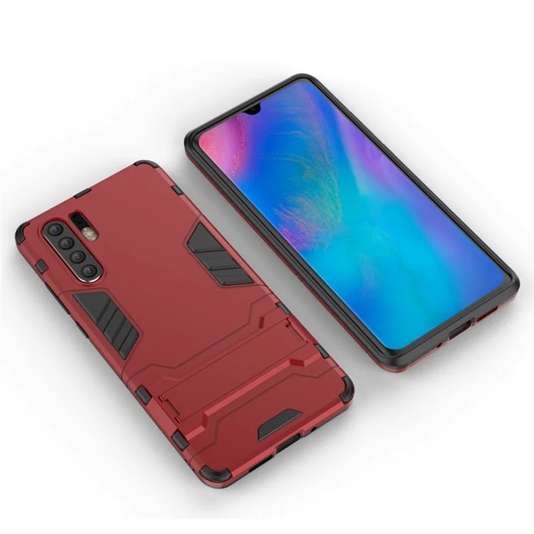 Custodia Ibrida in Plastica + TPU Con Cavalletto Per Huawei P30 Pro - Rosso