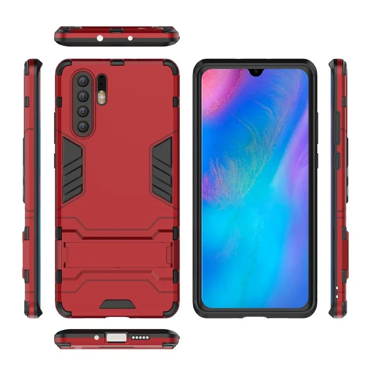 Custodia Ibrida in Plastica + TPU Con Cavalletto Per Huawei P30 Pro - Rosso