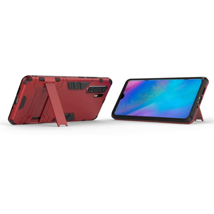 Custodia Ibrida in Plastica + TPU Con Cavalletto Per Huawei P30 Pro - Rosso