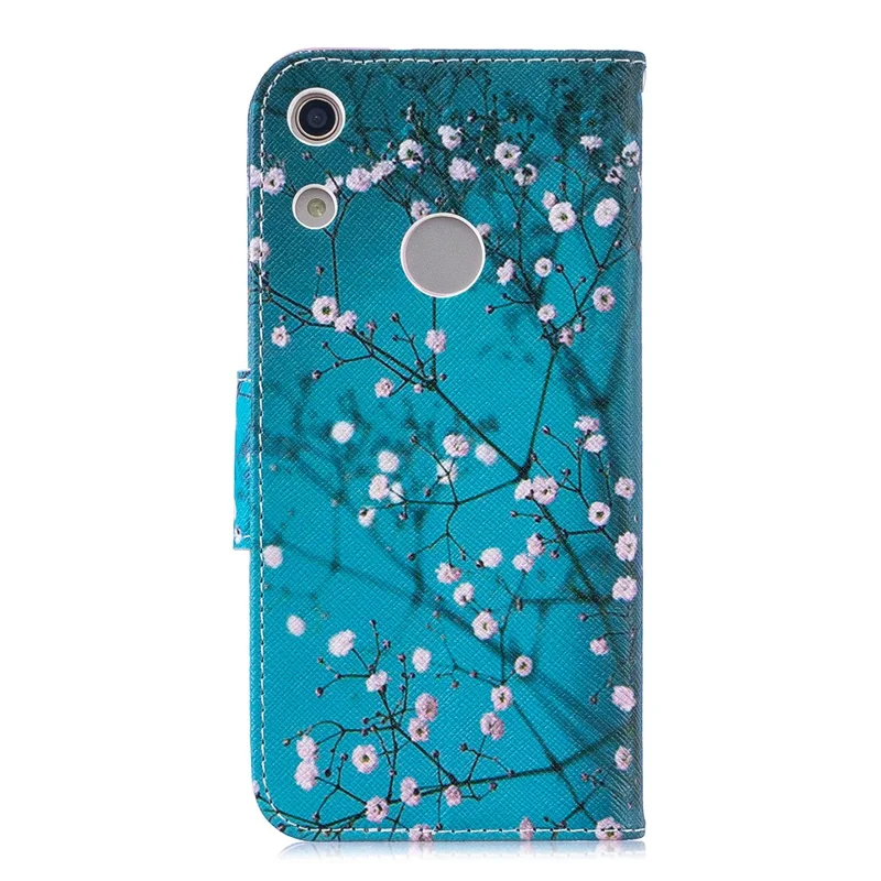 Pattern Printing PU Leather Flip Cover for Huawei Honor 8A - Tree with Flowers