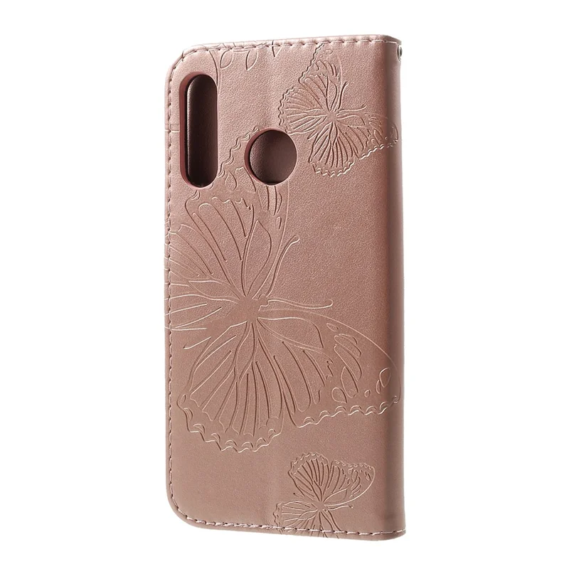 Fluweelzachte Butterfly-leren portemonneebehaart voor Huawei P30 Lite met stand - Roze goud