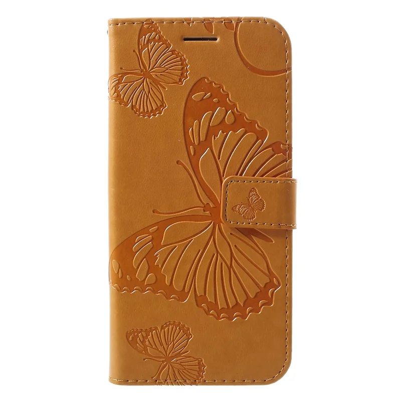 For Huawei P30 Lite Wallet Case Floral Butterfly Imprinted Leather Phone Cover Stand - Brown