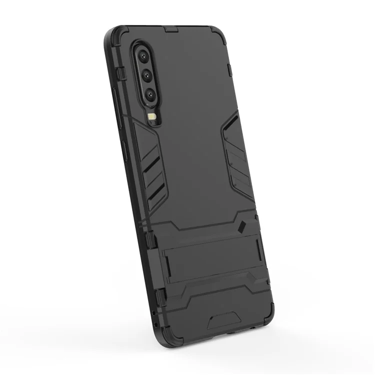 Caixa Híbrida de Plástico + TPU Com Kickstand Para Huawei P30 - Preto