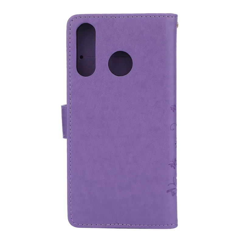 Imprint Butterfly Flower Leather Wallet Case for Huawei P30 Lite - Purple