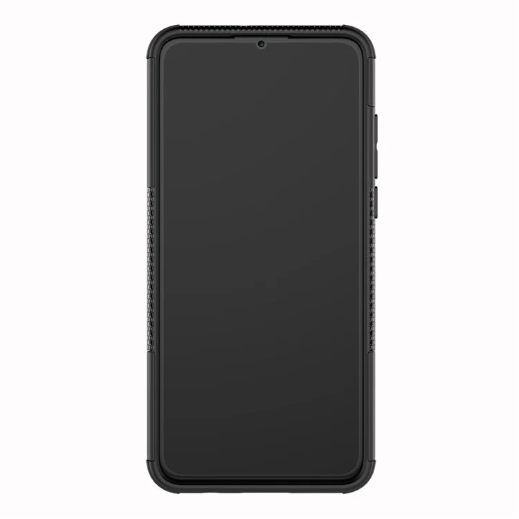 Para Huawei P30 Lite Cool Pneu Kickstand PC + TPU Caso de Proteção Híbrido - Preto