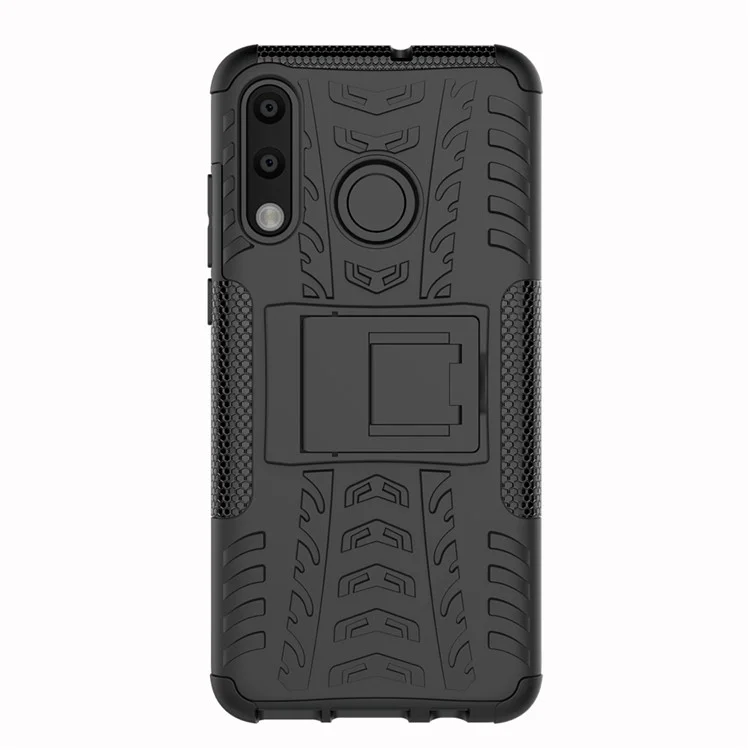 Para Huawei P30 Lite Cool Tire Kickstand PC + TPU Cubierta de Caja de Protección Híbrida - Negro