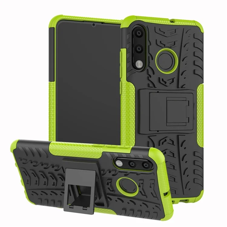 For Huawei P30 Lite Cool Tyre Kickstand PC + TPU Hybrid Protection Case Cover - Green