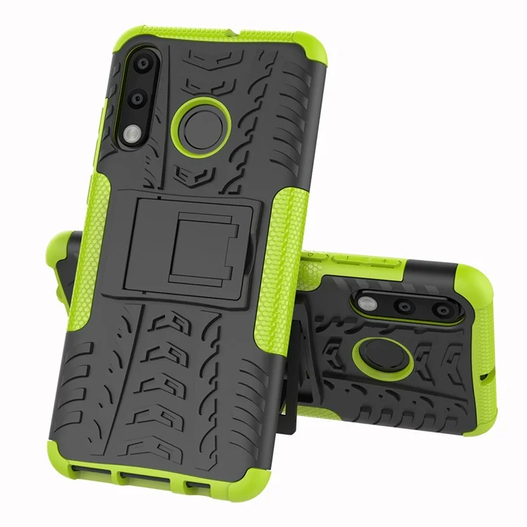 For Huawei P30 Lite Cool Tyre Kickstand PC + TPU Hybrid Protection Case Cover - Green