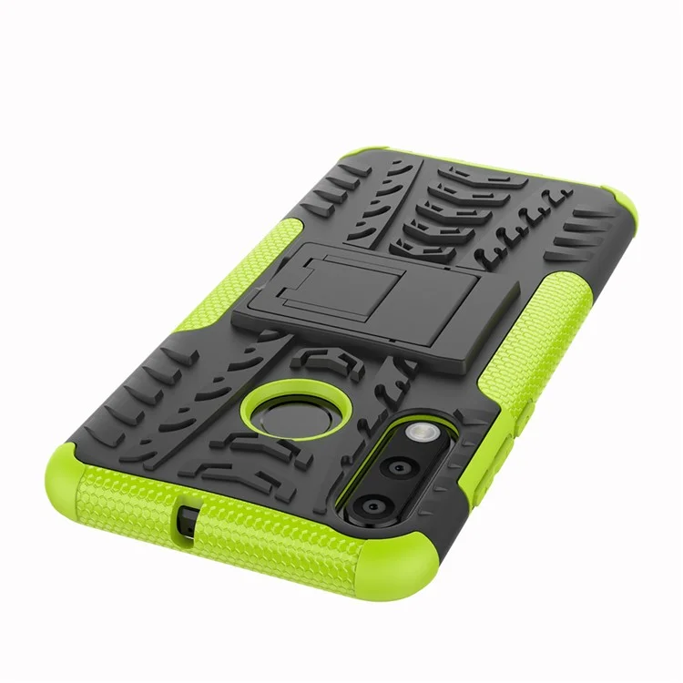 For Huawei P30 Lite Cool Tyre Kickstand PC + TPU Hybrid Protection Case Cover - Green
