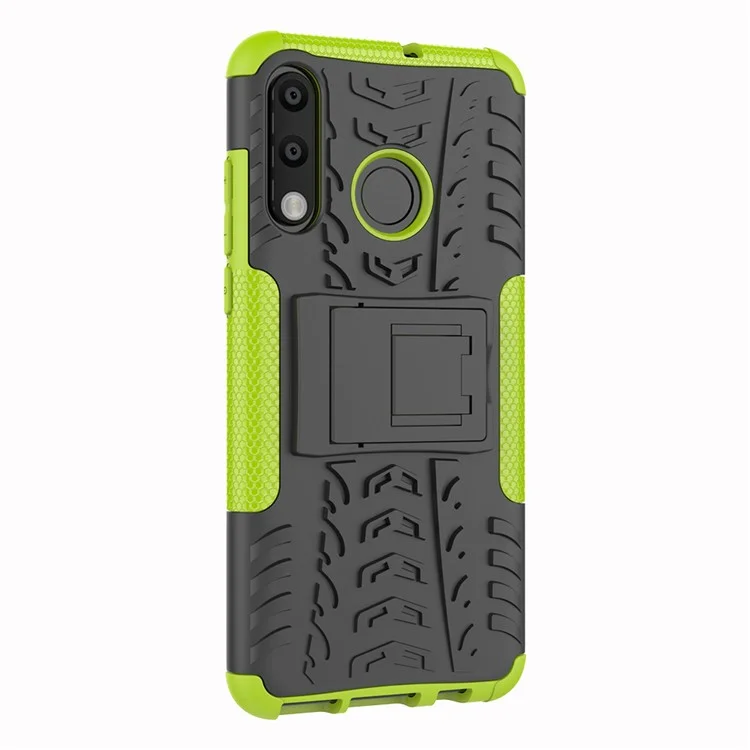 For Huawei P30 Lite Cool Tyre Kickstand PC + TPU Hybrid Protection Case Cover - Green