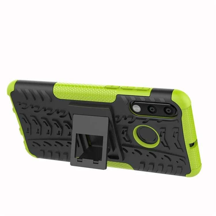 For Huawei P30 Lite Cool Tyre Kickstand PC + TPU Hybrid Protection Case Cover - Green