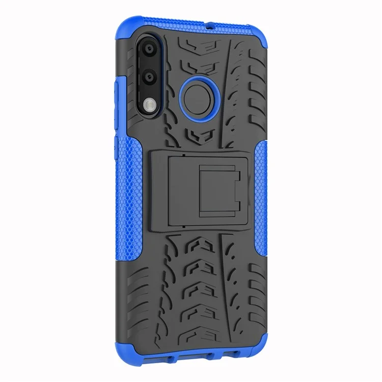 Para Huawei P30 Lite Cool Pneu Kickstand PC + TPU Caso de Proteção Híbrido - Azul