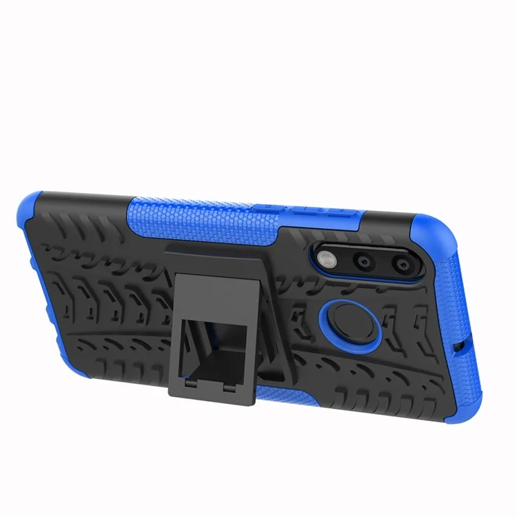 Für Huawei P30 Lite Cool Tire Kickstand PC + TPU Hybridschutz Fallabdeckung - Blau