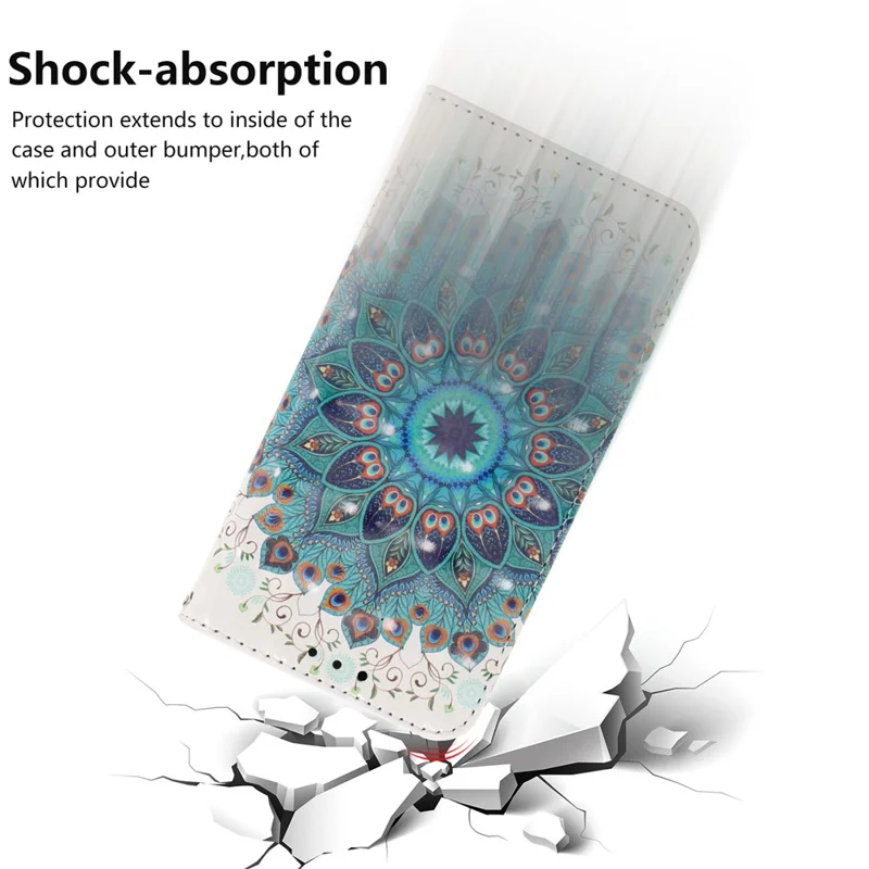 Futerała portfel z nadrukiem i dekoracją światłem zamszowa futerał na Huawei P30 Lite New Edition/P30 Lite/nova 4e - niebieski kwiat