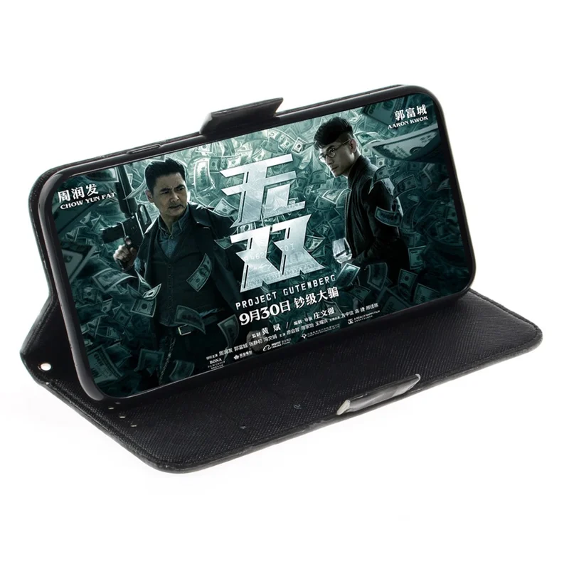 Futerała portfel z nadrukiem i dekoracją światłem zamszowa futerał na Huawei P30 Lite New Edition/P30 Lite/nova 4e - niebieski kwiat