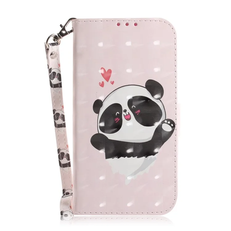 Motif Imprimerie Claire Décor de Décoration de Porte-toilettes en Cuir Pour Huawei P30 Lite Nouvelle Édition / P30 Lite / Nova 4e - Panda et Cœurs