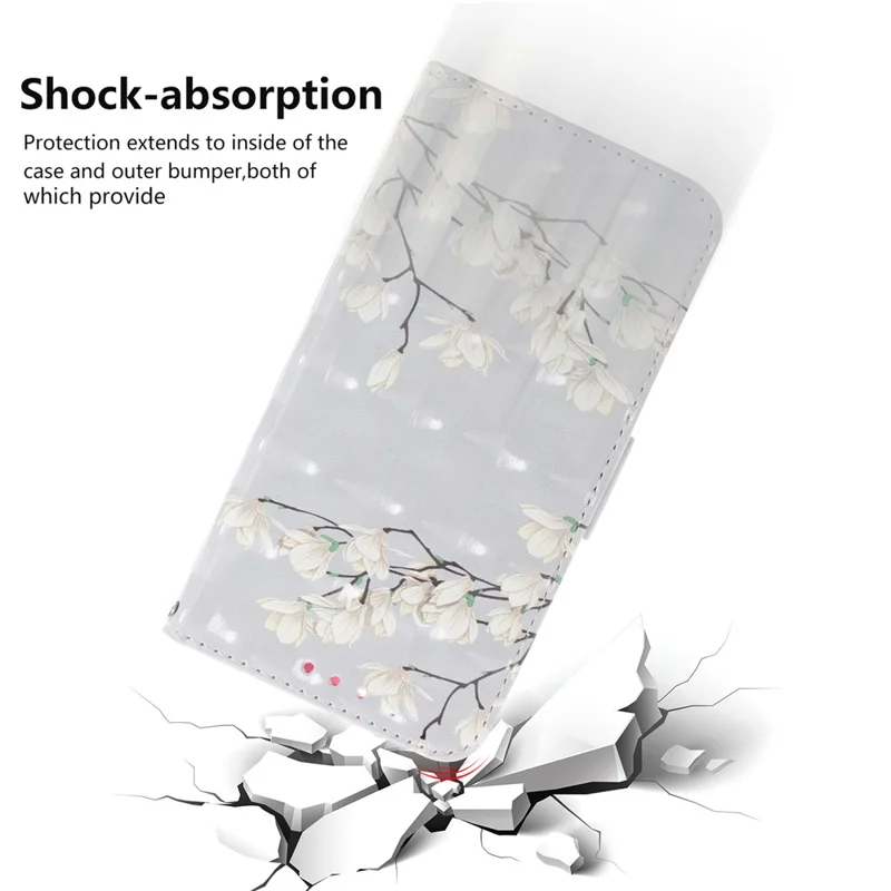 Pattern Printing Light Spot Decor Leather Wallet Case for Huawei P30 Lite New Edition/P30 Lite/nova 4e - White Flowers