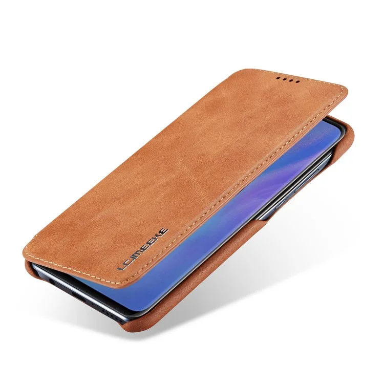 Lc. Étui de Support de Carte en Cuir de Style Rétro Imeeke Pour Huawei P30 Lite - Brun