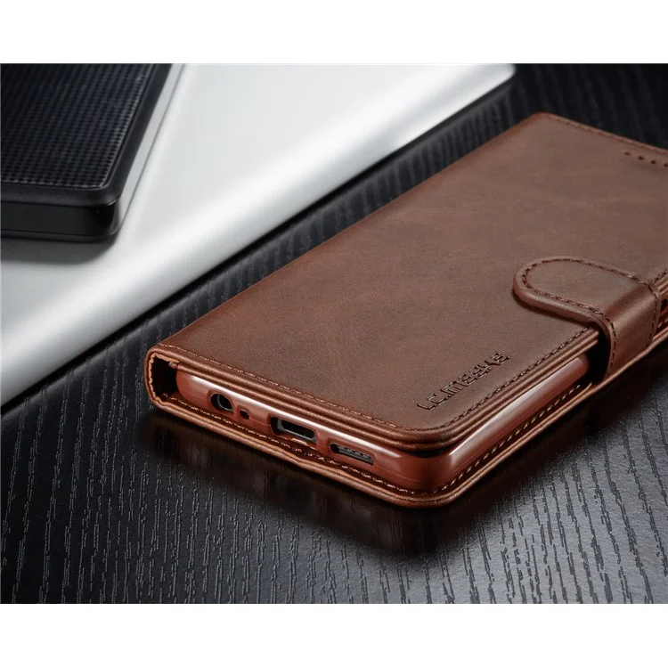 LC.IMEEKE Leather Wallet Stand Case for Huawei P30 - Coffee