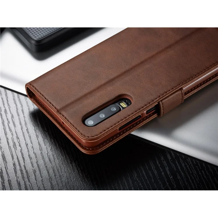 LC.IMEEKE Leather Wallet Stand Case for Huawei P30 - Coffee