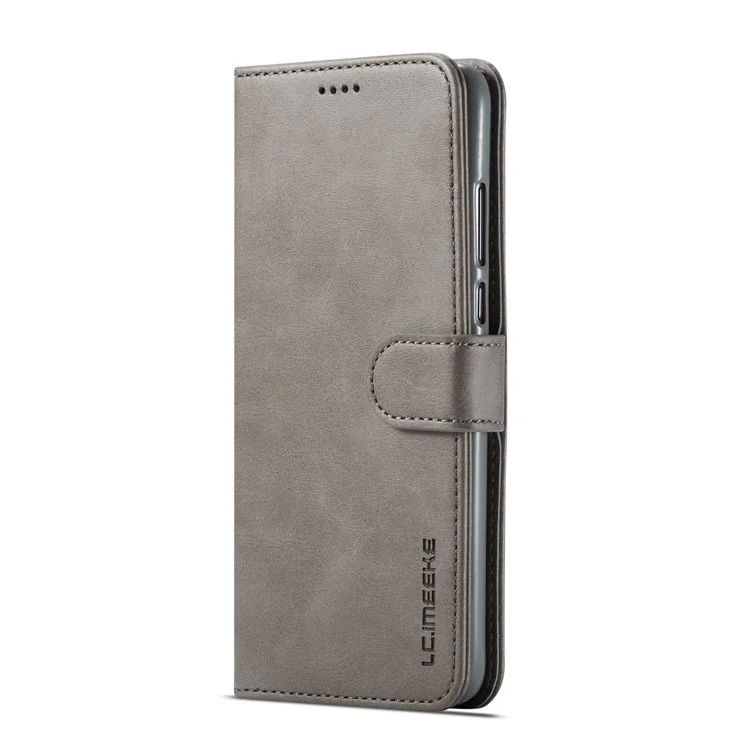 Lc. Imeeke Walllet en Cuir Case de Support Pour Huawei P30 Lite - Gris