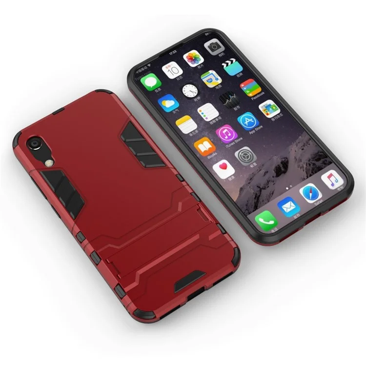 Plastic + TPU Hybrid Case with Kickstand for Huawei Y6 (2019, without Fingerprint Sensor) / Y6 Pro (2019) - Red
