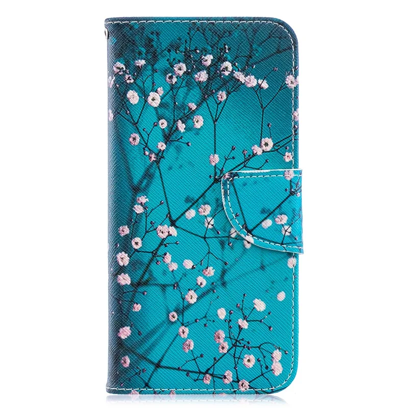 Pattern Printing PU Leather Flip Stand Shell for Huawei Y6 (2019, with Fingerprint Sensor) / Y6 Prime (2019) - Tree with Flowers