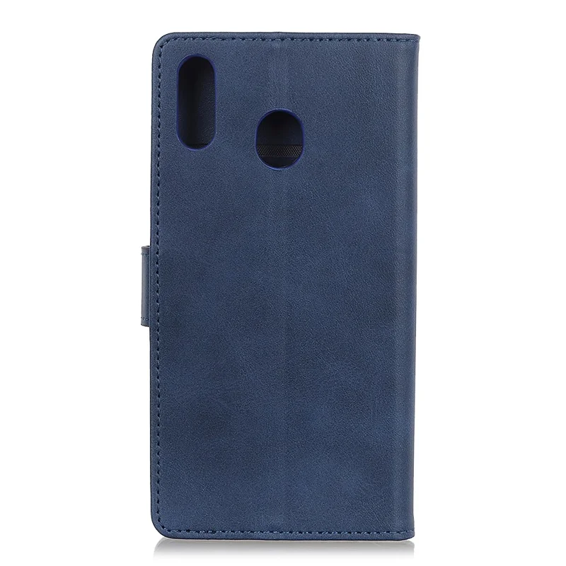 Matte PU Leather Stand Case Magnetic Mobile Shell for Huawei Y6 (2019, with Fingerprint Sensor) / Y6 Prime (2019) - Blue