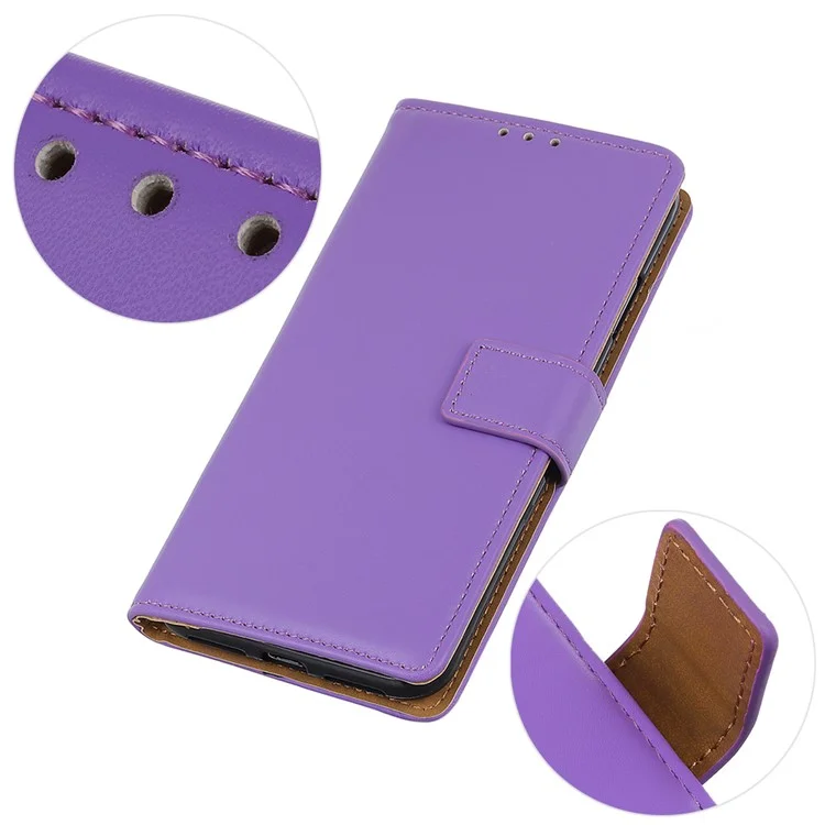 Wallet Stand Leather Protective Case for Huawei Y6 (2019, with Fingerprint Sensor) / Y6 Prime (2019) - Purple