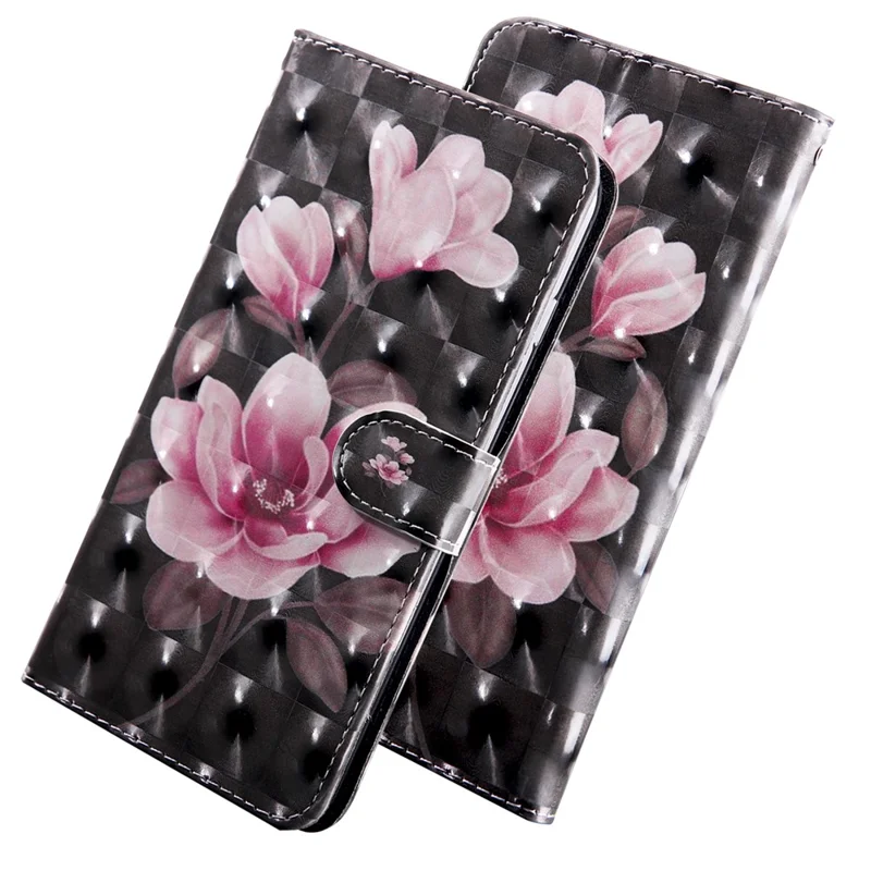 Light Spot Decor Patterned Leather Wallet Stand Case for Huawei P30 Lite New Edition/P30 Lite/nova 4e - Pink Flowers