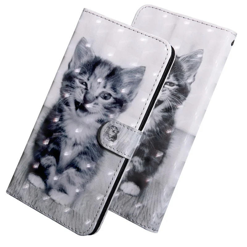 Light Spot Decor Patterned Leather Wallet Stand Case for Huawei P30 Lite New Edition/P30 Lite/nova 4e - Lovely Cat