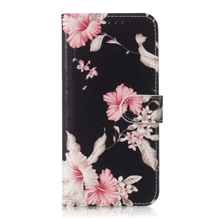 Portafoglio in pelle con stampa a motivo per Huawei P30 - Fiore vivace