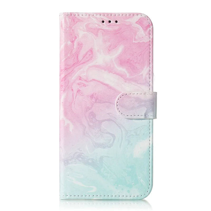 Pattern Printing Leather Wallet Stand Case for Huawei P30 - Pink / Blue Marble