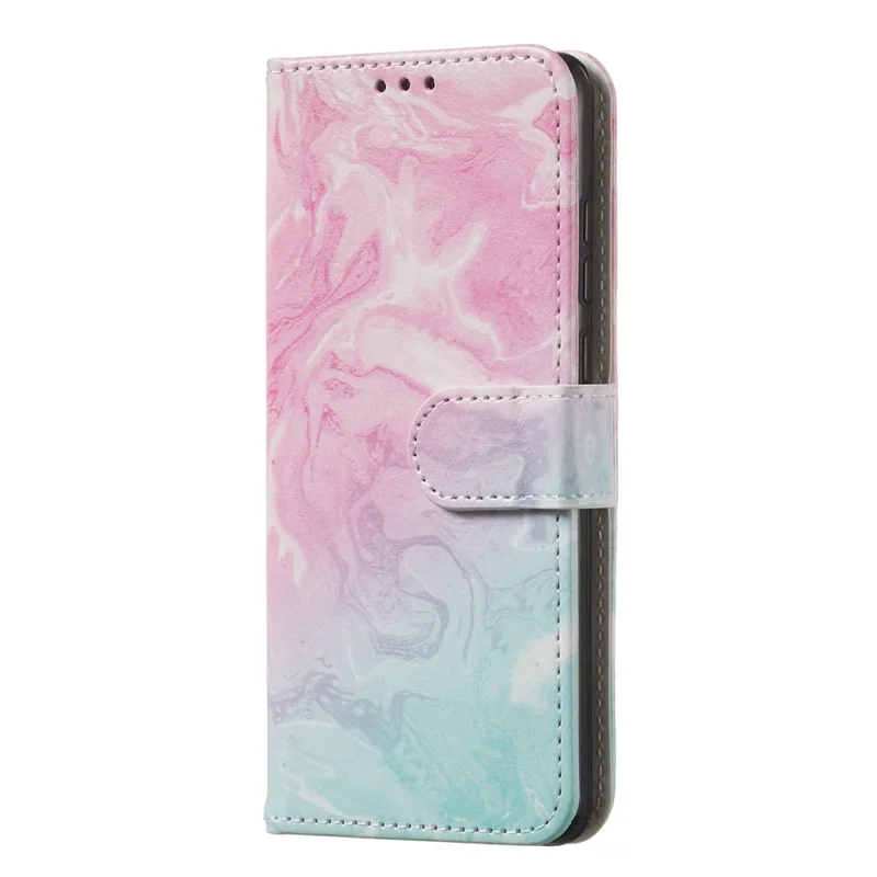 Pattern Printing Leather Wallet Stand Case for Huawei P30 - Pink / Blue Marble