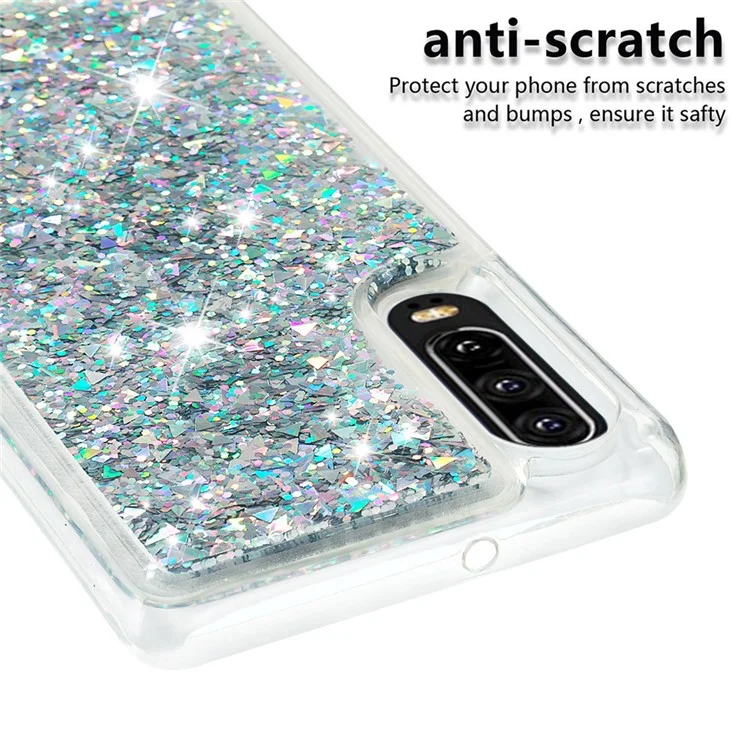 Capa de Telefone Celular Absorvente de Choque de Areia Rápida Dinâmica de TPU para Huawei P30 - Prata