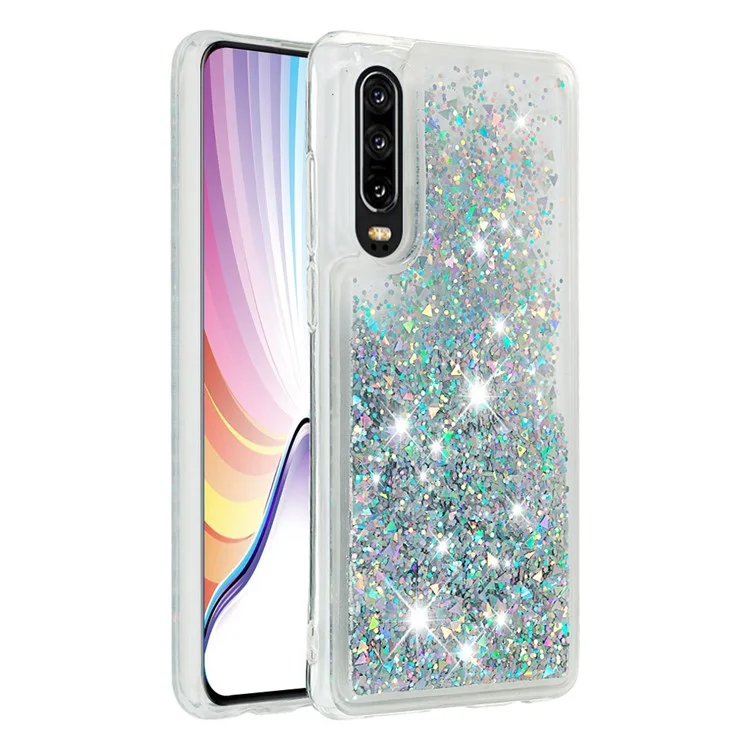 Capa de Telefone Celular Absorvente de Choque de Areia Rápida Dinâmica de TPU para Huawei P30 - Prata