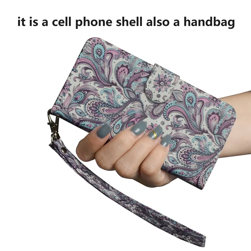 Pattern Printing PU Leather Wallet Stand Phone Cover Case for Huawei P30 Lite/Nova 4e - Paisley Flower